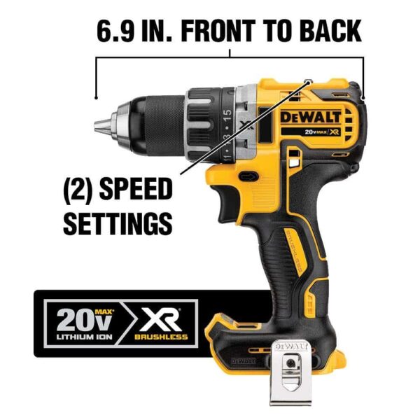 DCD791P1W996 20V MAX XR Cordless Brushless 1/2 in. Drill/Driver Kit and 20V 1/2 in. Brushless Hammer Drill - Image 3
