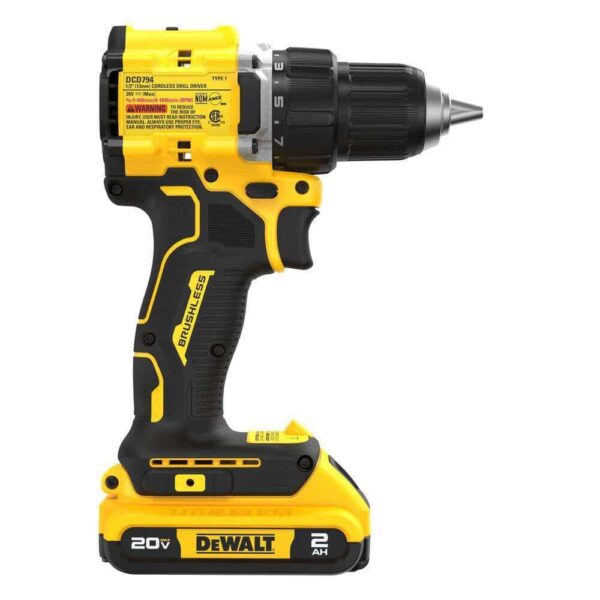 DCD794D1 ATOMIC 20-Volt Lithium-Ion Cordless Compact 1/2 in. Drill/Driver Kit with 2.0Ah Battery, Charger and Bag - Image 2