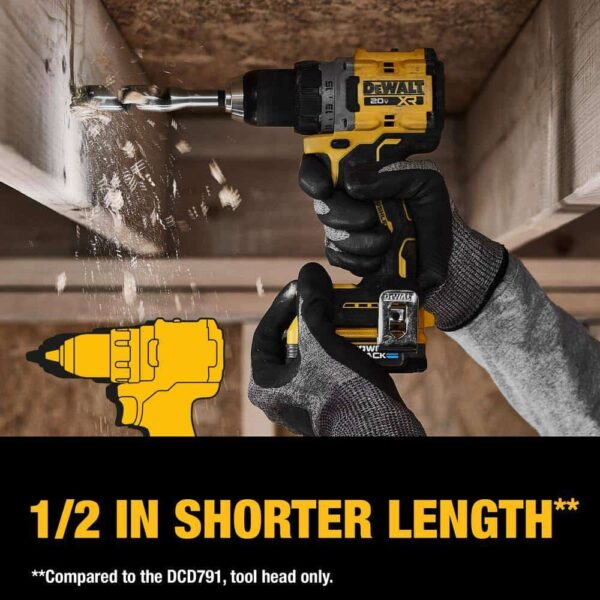 DCD800P1WDCS354 20V MAX XR Lithium-Ion Cordless Compact 1/2 in. Drill/Driver Kit with ATOMIC Cordless Brushless Oscillating Multi-Tool - Image 10