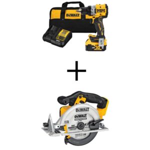 DCD800P1WDCS391 20V MAX XR Lithium-Ion Cordless Compact 1/2 in. Drill/Driver Kit with 20V MAX Cordless 6-1/2 in. Circular Saw