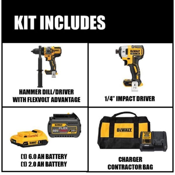 DCK2100D1T1 20V MAX Cordless Brushless Hammer Drill/Driver 2 Tool Combo Kit with VOLT ADVANTAGE - Image 2
