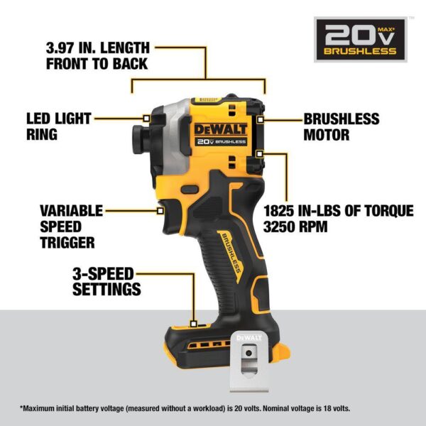 DCK254E2 20V MAX Lithium-Ion Brushless Cordless 2 Tool Combo Kit with (2) 1.7Ah Batteries, Charger, and Bag - Image 4