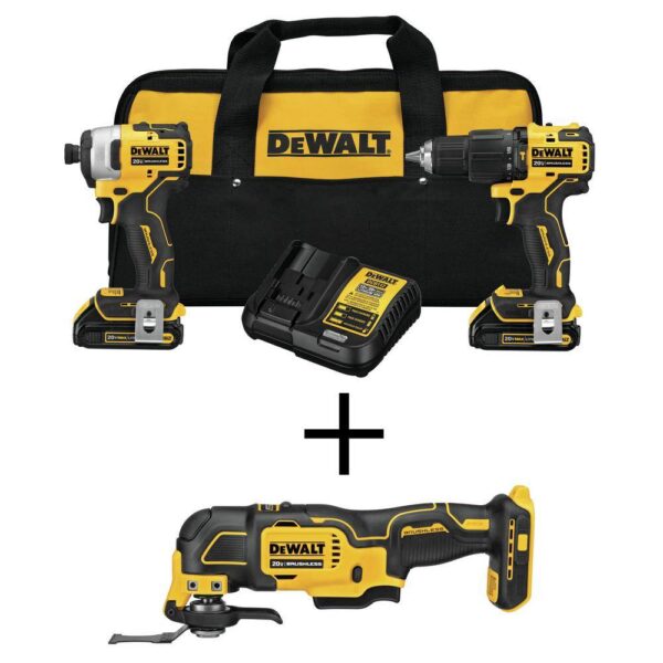 DCK279C2WDCS354 ATOMIC 20V MAX Cordless Brushless Hammer Drill/Impact 2 Tool Combo Kit, Oscillating Tool, and (2) 1.3Ah Batteries