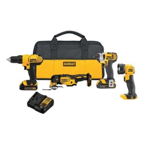20V MAX Power Tool Combo Kit, 4-Tool Cordless Power Tool Set with 2 Batteries and Charger (DCK444C2)