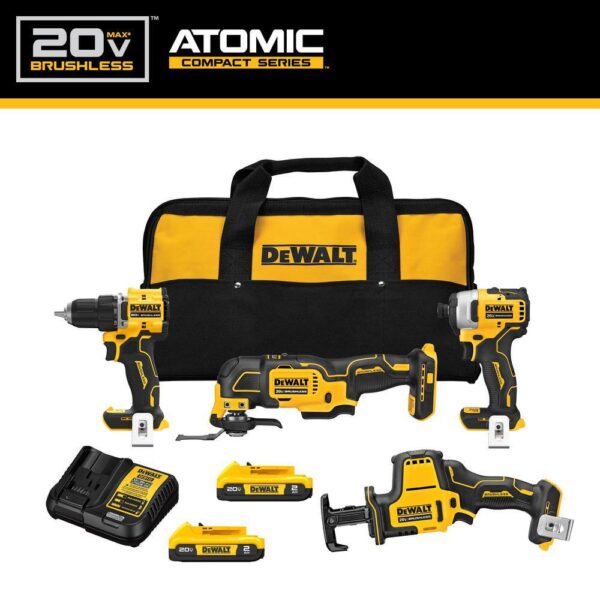 DCK486D2 ATOMIC 20-Volt Lithium-Ion Cordless Brushless Combo Kit (4-Tool) with (2) 2.0Ah Batteries, Charger and Bag - Image 3