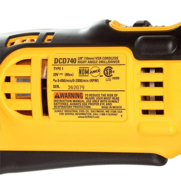 DCD740B 20V MAX Cordless 3/8 in. Right Angle Drill/Driver (Tool Only) - Image 12