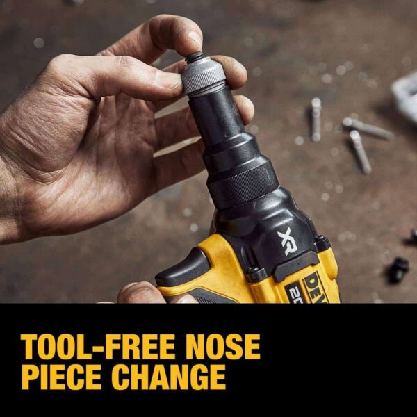 DCF403D1 20-Volt Maximum XR Lithium-Ion Brushless Cordless 3/16 in. Rivet Tool Kit with two 2.0Ah Batteries, Charger and Bag - Image 6