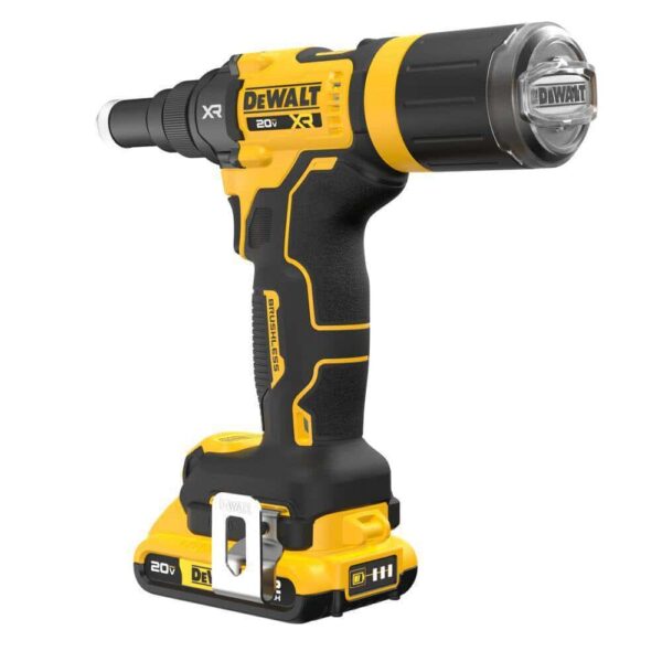DCF403D1 20-Volt Maximum XR Lithium-Ion Brushless Cordless 3/16 in. Rivet Tool Kit with two 2.0Ah Batteries, Charger and Bag - Image 11