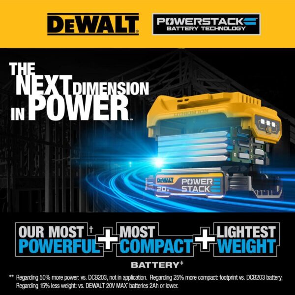 DCH133BWP034C 20V MAX Cordless Brushless 1 in. SDS Plus D-Handle Rotary Hammer and 20V POWERSTACK Battery Starter Kit - Image 14