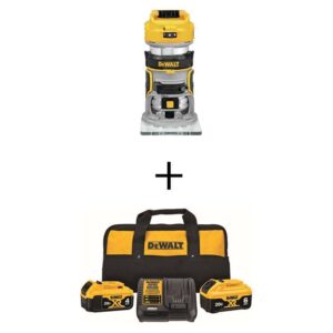 20V MAX XR Cordless Brushless Compact Router, (1) 20V 6.0Ah and (1) 20V 4.0Ah Batteries, and Charger