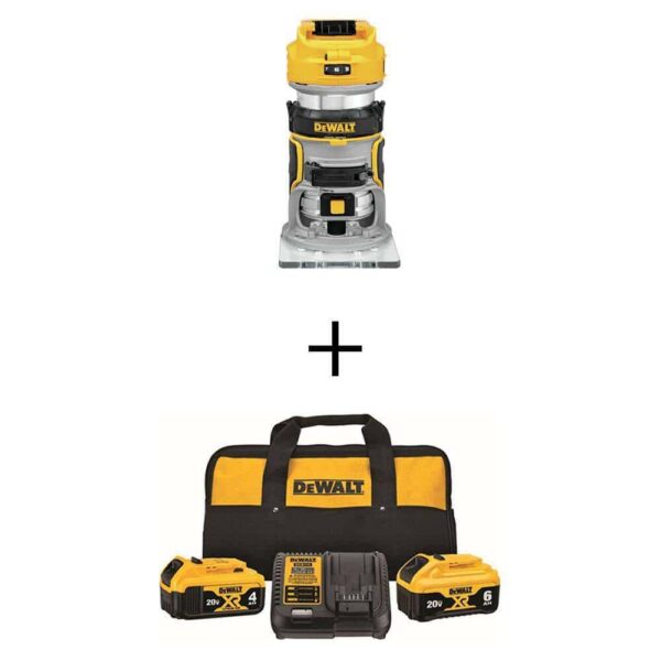 20V MAX XR Cordless Brushless Compact Router, (1) 20V 6.0Ah and (1) 20V 4.0Ah Batteries, and Charger