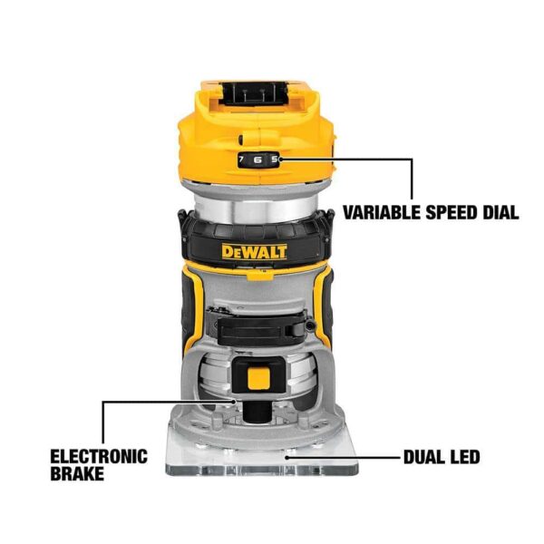 20V MAX XR Cordless Brushless Compact Router, (1) 20V 6.0Ah and (1) 20V 4.0Ah Batteries, and Charger - Image 10