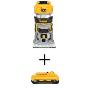 20-Volt MAX XR Cordless Brushless Compact Fixed Base Router with 20-Volt MAX Compact Lithium-Ion 4.0Ah Battery Pack