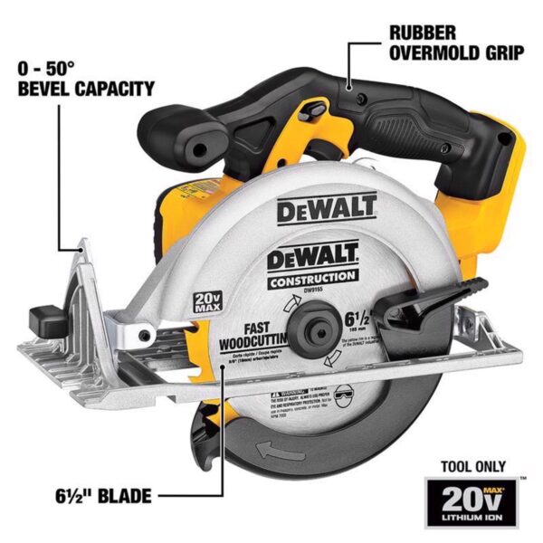 DeWalt 20V MAX 6-1/2 in. Cordless Brushed Circular Saw Kit (Battery   Charger) - Image 9
