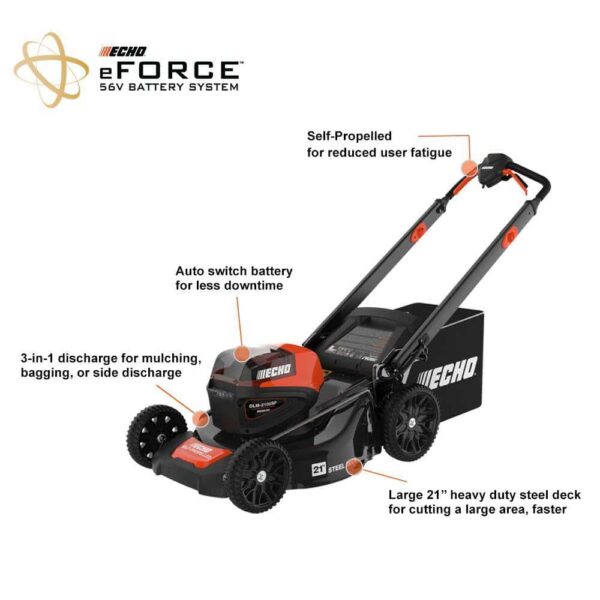 DLM-2100SPBT eFORCE 56-Volt 21 in. Cordless Battery Walk Behind Self-Propelled Lawn Mower (Tool Only) - Image 3