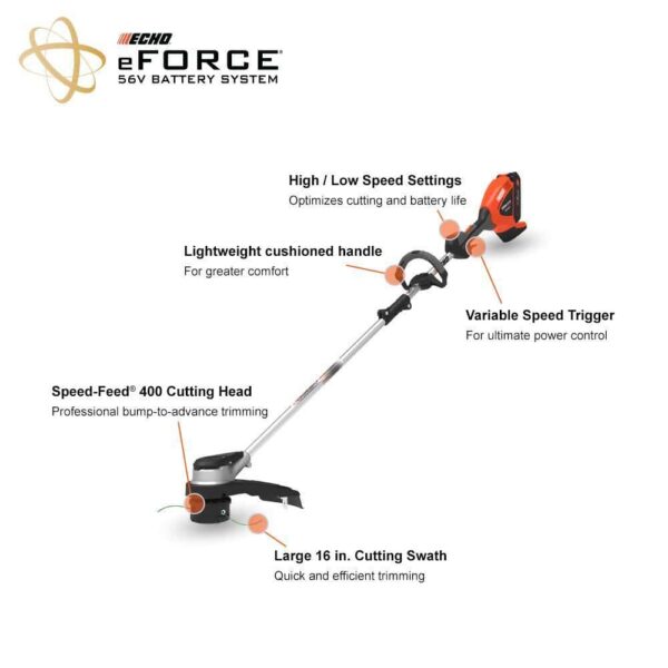 eFORCE 56V Cordless Battery 16 in. String Trimmer and 151 MPH 526 CFM Blower Combo Kit w/ 2.5Ah Battery   Charger 2-Tool - Image 8