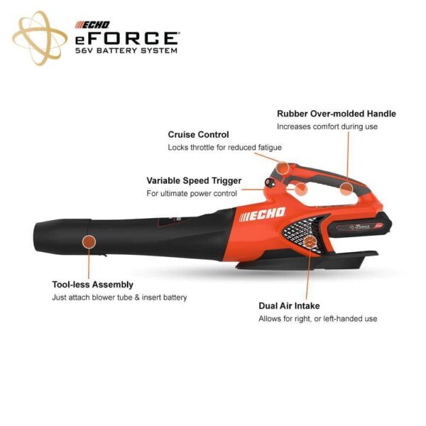 eFORCE 56V Cordless Battery 16 in. String Trimmer and 151 MPH 526 CFM Blower Combo Kit w/ 2.5Ah Battery   Charger 2-Tool - Image 7