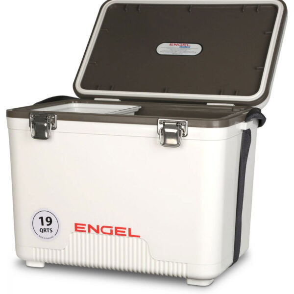 Engel 19 Quart Fishing Live Bait Dry Box Ice Cooler with Shoulder Strap, White - Image 5