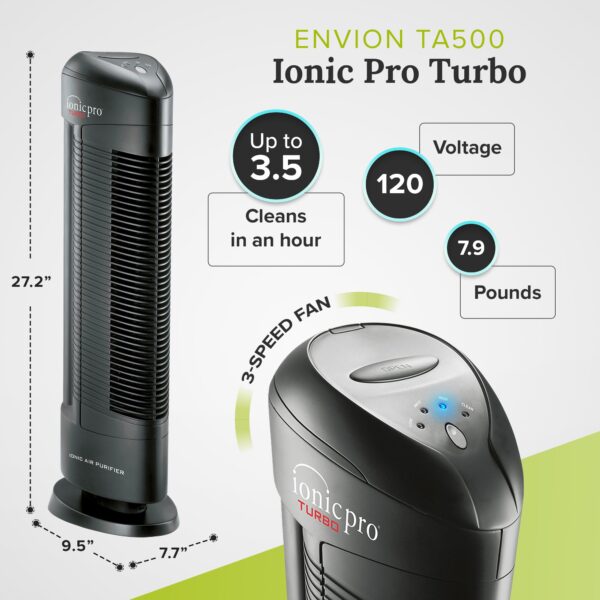 TA500 Ionic Pro Turbo  to Large Room Air Purifier Tower w/ 3 Speeds - Image 2