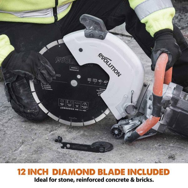 Evolution Power Tools R300DCT 12 In. Electric Concrete Cut-Off Saw, With 12 In. Diamond Blade - Image 7