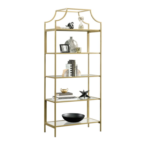 Better Homes   Gardens 71  Nola 5 Tier Etagere Bookcase, Gold Finish - Image 7