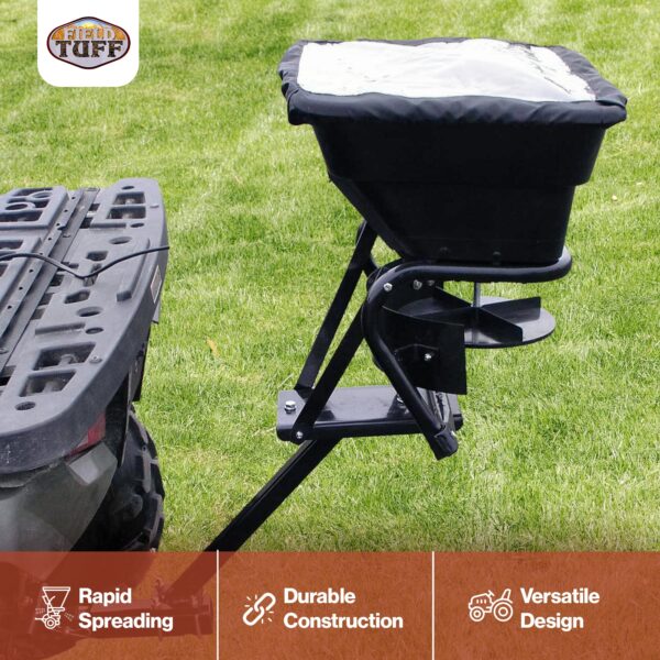 12V ATV Hitch Mount Receiver 80 lb. Grass, Seed, Fertilizer Spreader - Image 2