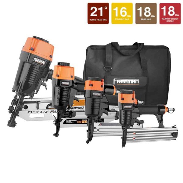P421645040 Pneumatic Framing and Finishing Nailer and Stapler Kit with Bag and Fasteners (4-Piece) - Image 6