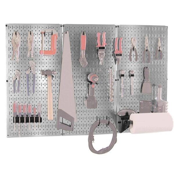Wall Control 30BAS300GVB 32 in. x 48 in. Shiny Metallic Galvanized Steel Pegboard - Image 3