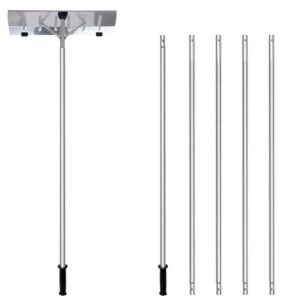 Gardenised Aluminum Snow   Leaf Removal Tool   Pusher Scraper with 24  Rolling Blade, 5-21  Telescoping Extendable Handle