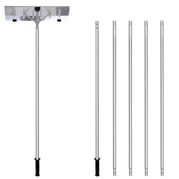 Gardenised Aluminum Snow   Leaf Removal Tool   Pusher Scraper with 24  Rolling Blade, 5-21  Telescoping Extendable Handle