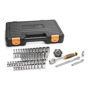 1008066261 1/4 in. Drive 90-Tooth 6-Point Standard and Deep SAE/Metric Mechanics Tool Set (52-Piece)