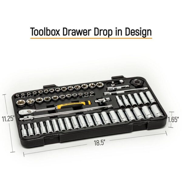 1008066262 3/8 in. Drive 90-Tooth 6-Point Standard and Deep SAE/Metric Mechanics Tool Set (58-Piece) - Image 2