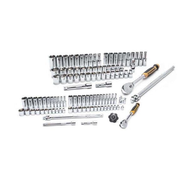 3/8 in. and 1/2 in. Drive 90-Tooth Standard and Deep SAE/MM Ratchet and Socket Set (111-Piece) - Image 14