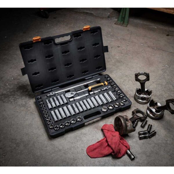 3/8 in. and 1/2 in. Drive 90-Tooth Standard and Deep SAE/MM Ratchet and Socket Set (111-Piece) - Image 5