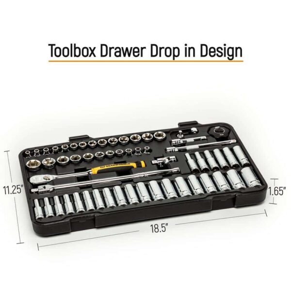 3/8 in. and 1/2 in. Drive 90-Tooth Standard and Deep SAE/MM Ratchet and Socket Set (111-Piece) - Image 13