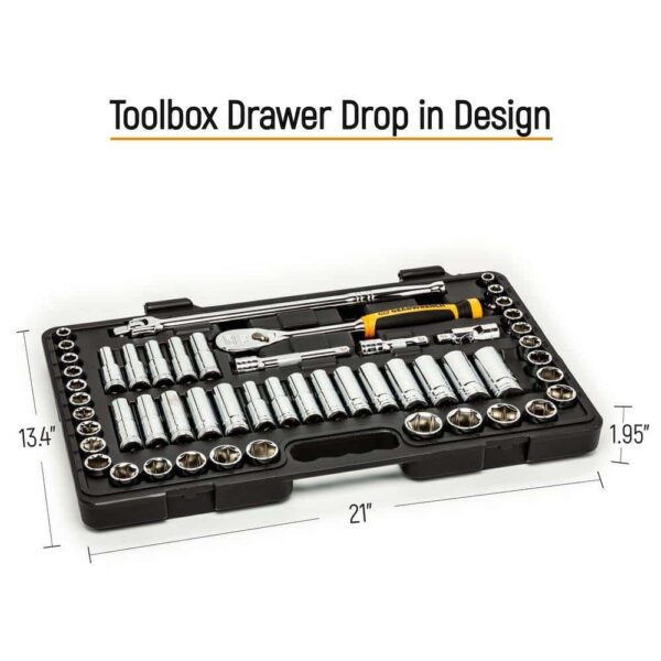 3/8 in. and 1/2 in. Drive 90-Tooth Standard and Deep SAE/MM Ratchet and Socket Set (111-Piece) - Image 12
