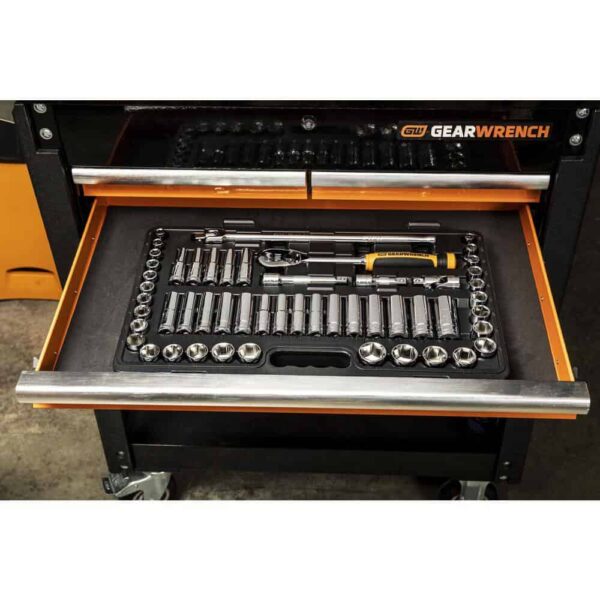 3/8 in. and 1/2 in. Drive 90-Tooth Standard and Deep SAE/MM Ratchet and Socket Set (111-Piece) - Image 9