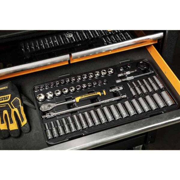 3/8 in. and 1/2 in. Drive 90-Tooth Standard and Deep SAE/MM Ratchet and Socket Set (111-Piece) - Image 8