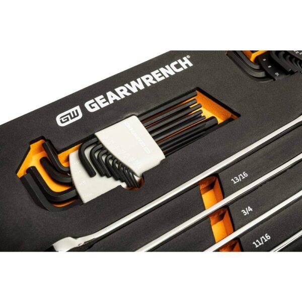 1008245829 44pc 90T SAE/Metric Combination Ratcheting Wrench   Long Arm Hex Key Set with EVA Foam Tray - Image 6