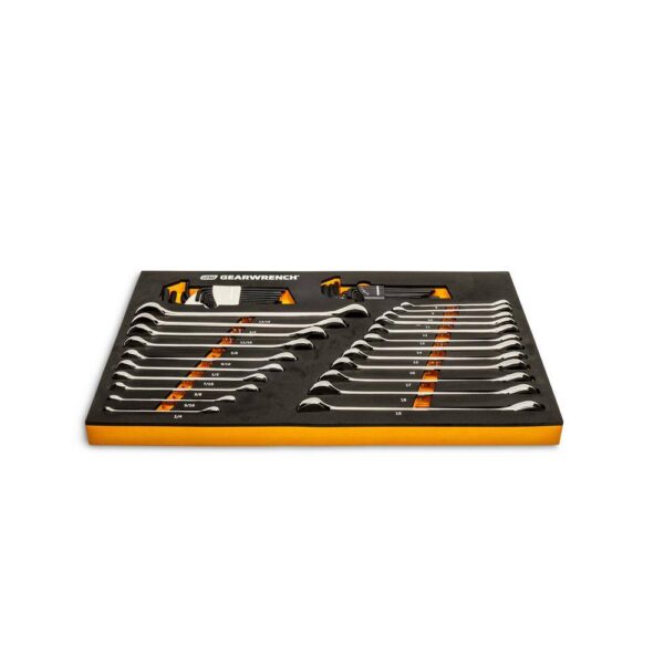 1008245829 44pc 90T SAE/Metric Combination Ratcheting Wrench   Long Arm Hex Key Set with EVA Foam Tray - Image 4