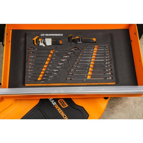 1008245829 44pc 90T SAE/Metric Combination Ratcheting Wrench   Long Arm Hex Key Set with EVA Foam Tray - Image 8