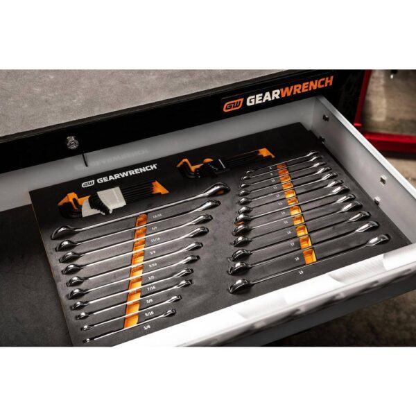 1008245829 44pc 90T SAE/Metric Combination Ratcheting Wrench   Long Arm Hex Key Set with EVA Foam Tray - Image 7