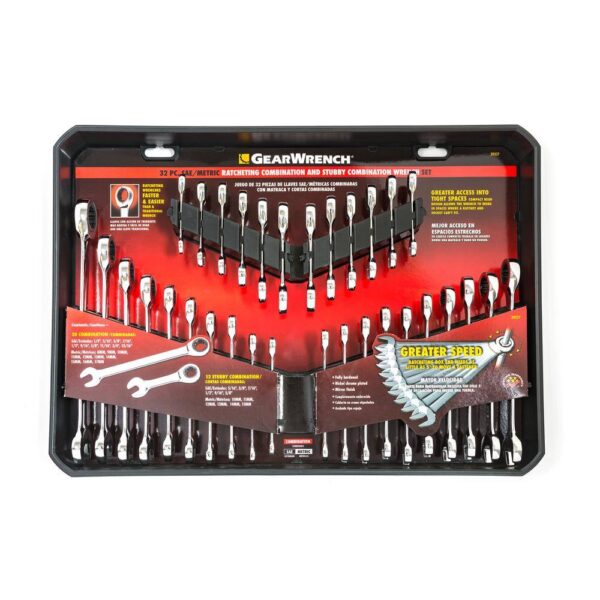 1002716201 SAE/Metric 72-Tooth Combination Ratcheting Wrench Tool Set (32-Piece) - Image 7
