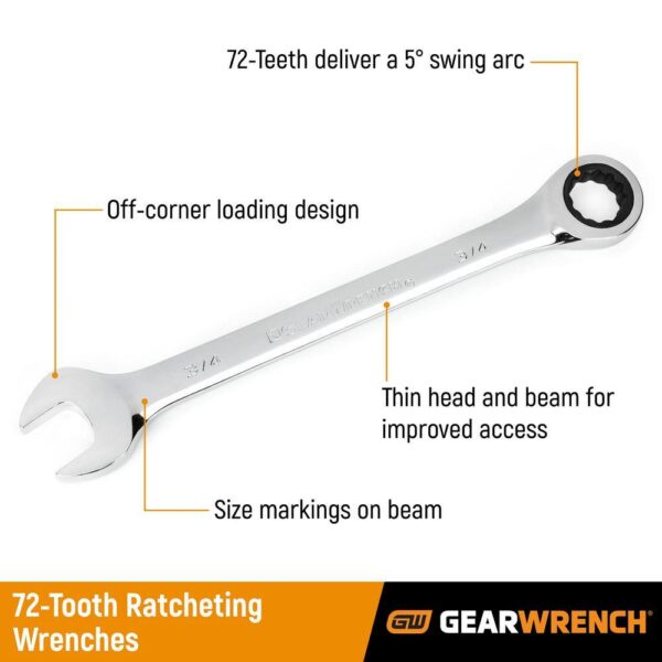 1002716201 SAE/Metric 72-Tooth Combination Ratcheting Wrench Tool Set (32-Piece) - Image 2