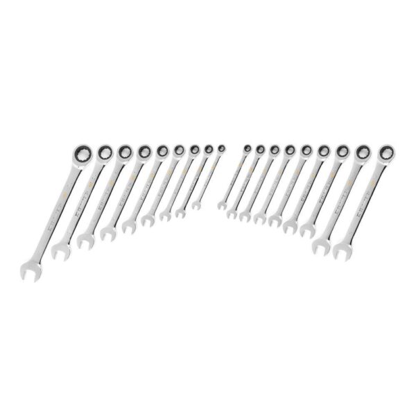 1006137126 SAE/MM 90-Tooth Pro Combination Ratcheting Wrench Tool Set with Tray (18-Piece) - Image 4