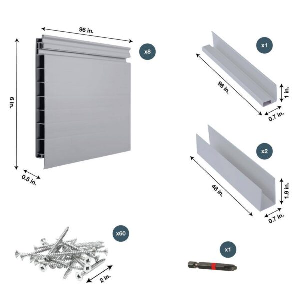 CROWNWALL BD684GRA10-K 48 in. H x 96 in. W Starter Bundle PVC Slatwall Panel Set with Locking Hook Kit in Graphite (10-Piece) - Image 5