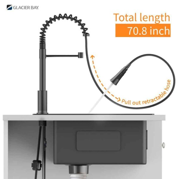 27 in Drop-In Single Bowl 18 Gauge Gunmetal Black Stainless Steel Workstation Kitchen Sink with Black Spring Neck Faucet - Image 15