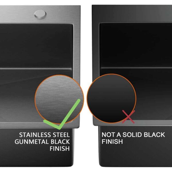 27 in Drop-In Single Bowl 18 Gauge Gunmetal Black Stainless Steel Workstation Kitchen Sink with Black Spring Neck Faucet - Image 4