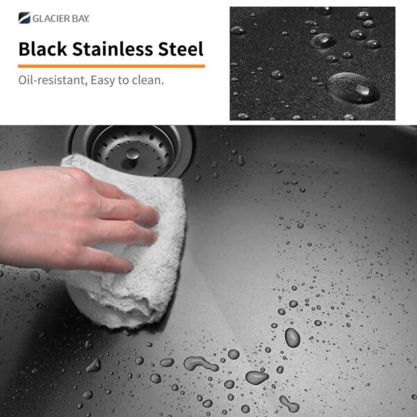 27 in Drop-In Single Bowl 18 Gauge Gunmetal Black Stainless Steel Workstation Kitchen Sink with Black Spring Neck Faucet - Image 8