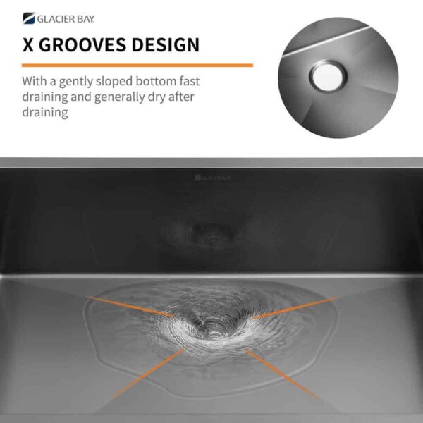 31 in. Undermount Single Bowl 18 Gauge Gunmetal Black Stainless Steel Kitchen Sink with Black Spring Neck Faucet - Image 9